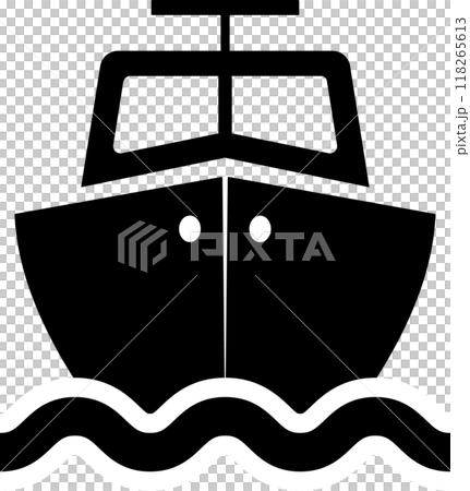 艇首から見た小型ボートのアイコン、透明背景 118265613