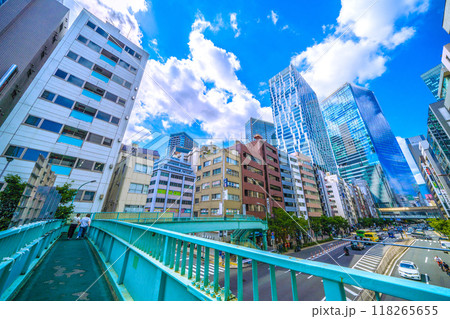 日本の東京都市景観 歩道橋のある街。渋谷三丁目歩道橋。奥に渋谷ストリームなど=11日 日本の東京都市景観 歩道橋のある街。渋谷三丁目歩道橋。奥に渋谷ストリームなど=11日 118265655