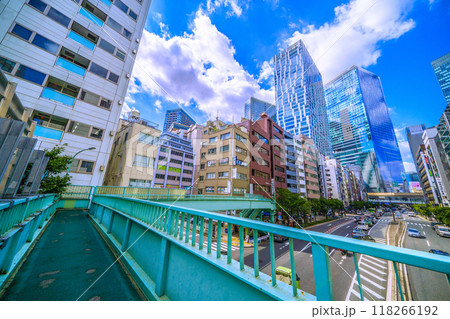 日本の東京都市景観 歩道橋のある街。渋谷三丁目歩道橋。奥に渋谷ストリームなど=11日 日本の東京都市景観 歩道橋のある街。渋谷三丁目歩道橋。奥に渋谷ストリームなど=11日 118266192