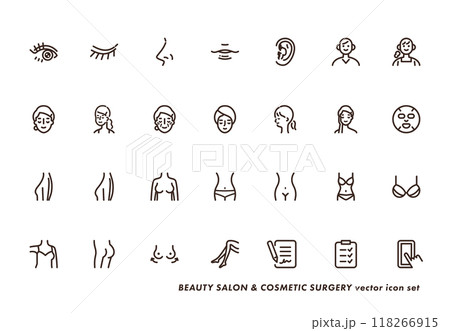 美容整形と美容のアイコンセット 白黒 美容整形と美容のアイコンセット 白黒 118266915