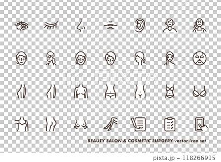 美容整形と美容のアイコンセット 白黒 美容整形と美容のアイコンセット 白黒 118266915