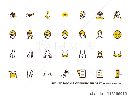 美容整形と美容のアイコンセット イエロー 118266916