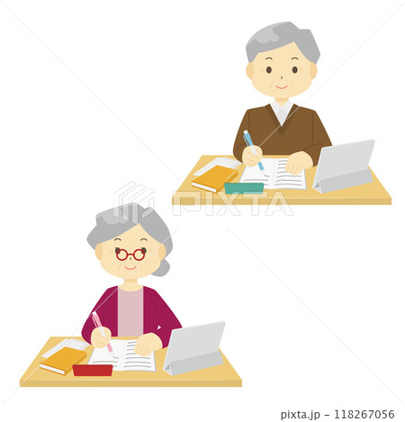 勉強する高齢者のイラスト 勉強する高齢者のイラスト 118267056