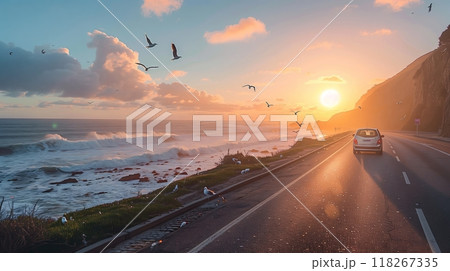 Thrilling mountain drive with steep cliffs, sharp turns, and snow-capped peaks offers breathtaking views. Thrilling mountain drive with steep cliffs, sharp turns, and snow-capped peaks offers breathtaking views. 118267335