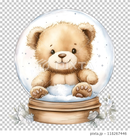 Cute baby bear with pastel blue watercolor, good for nursery or book, clip art 118267446