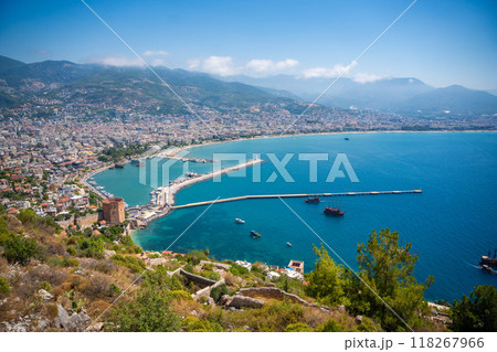Panoramic view of the harbor of Alanya on a beautiful summer day, Turkey  Panoramic view of the harbor of Alanya on a beautiful summer day, Turkey  118267966