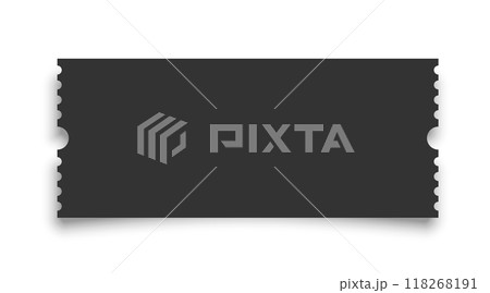 Cinema ticket realistic vector template. Retro black paper coupon for event, discount voucher mockup with text space on white background. Concert, movie, raffle, carnival blank pass Cinema ticket realistic vector template. Retro black paper coupon for event, discount voucher mockup with text space on white background. Concert, movie, raffle, carnival blank pass 118268191