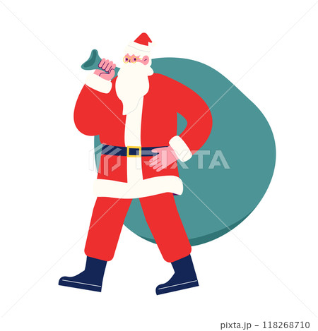 大きな袋をかついでクリスマスプレゼントを持って来たサンタクロース。漫画のキャラクターベクターイラスト 大きな袋をかついでクリスマスプレゼントを持って来たサンタクロース。漫画のキャラクターベクターイラスト 118268710