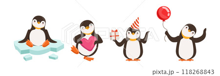 Cute Penguin Character Engaged in Different Activity Vector Set 118268843