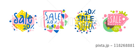 Discount and Sale Special Offer Label Design Vector Set 118268881