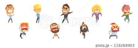 Angry and Exasperated Man Character Shouting and Yelling Vector Set Angry and Exasperated Man Character Shouting and Yelling Vector Set 118268903