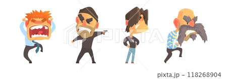 Angry and Exasperated Man Character Shouting and Yelling Vector Set 118268904