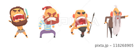 Angry and Exasperated Man Character Shouting and Yelling Vector Set 118268905