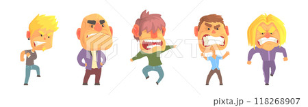 Angry and Exasperated Man Character Shouting and Yelling Vector Set 118268907