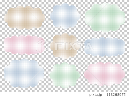 Watercolor checkered cloud-shaped speech bubble set Watercolor checkered cloud-shaped speech bubble set 118268975