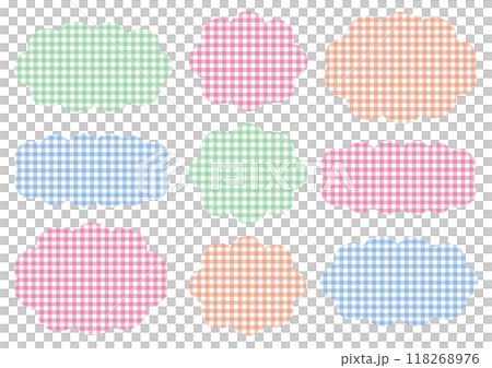 Watercolor checkered cloud-shaped speech bubble set Watercolor checkered cloud-shaped speech bubble set 118268976
