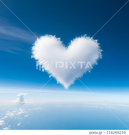 ハートの雲 ハート型の雲が浮かぶ空イラスト - No: 2527447｜無料イラスト・フリー
