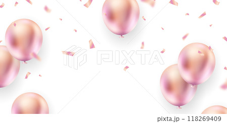 3d pink balloon design background beautiful banner illustration vector template 118269409