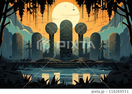 Mystic rune stones, imbued with ancient knowledge and prophetic visions - Generative AI 118269551