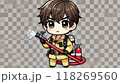 かわいい消防士さんがホースを持っているイラスト 118269560