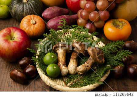 秋の食材と松茸 秋の食材と松茸 118269642