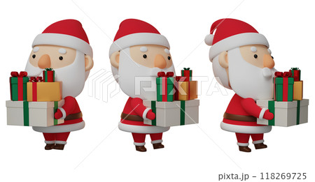Christmas Santa Claus carrying a package of gifts 3D graphics Christmas Santa Claus carrying a package of gifts 3D graphics 118269725