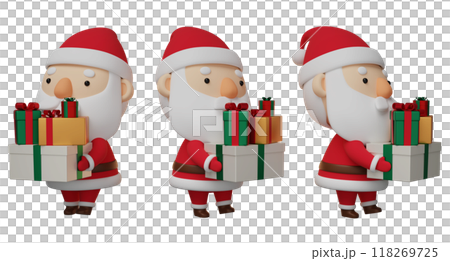 Christmas Santa Claus carrying a package of gifts 3D graphics Christmas Santa Claus carrying a package of gifts 3D graphics 118269725