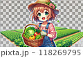 野菜を収穫するかわいいお姉さんのイラスト 118269795