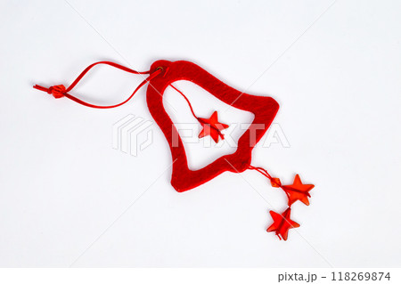 New Year ornaments on a white background. New Year ornaments on a white background. 118269874