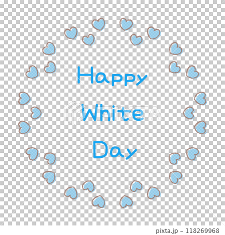 Heart-shaped frame and Happy White Day text 118269968