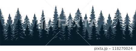 seamless fir tree forest border silhouette isolated vector illustration 118270024