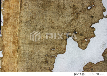 Very old fabric is spoiled by time. top view. close-up 118270369