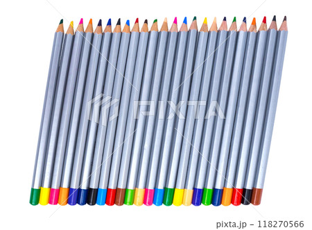Colour pencils isolated on white background close up Colour pencils isolated on white background close up 118270566
