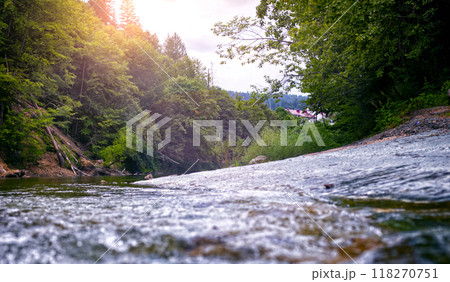 mountain river, landscape in the Carpathian Mountains, view on the rock mountain river, landscape in the Carpathian Mountains, view on the rock 118270751