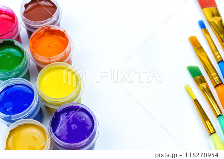 paint and color brushes, artistic materials paint and color brushes, artistic materials 118270954