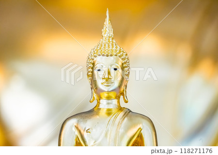 Golden Buddha statue serves as a symbol for the Lord Buddha. for adoration and reverence among Buddhists Golden Buddha statue serves as a symbol for the Lord Buddha. for adoration and reverence among Buddhists 118271176
