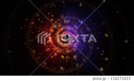 a bright magical flash resembles multi-colored and fiery fireworks 118271835
