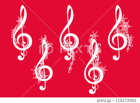 winter season musical treble clef with snowflakes vector design set 118272002