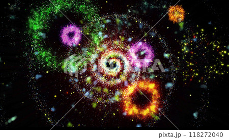 a bright magical flash resembles multi-colored and fiery fireworks a bright magical flash resembles multi-colored and fiery fireworks 118272040