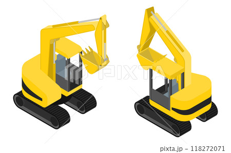 アイソメトリックイラスト：ショベルカー 118272071