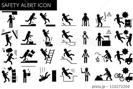 安全標識、危険・注意喚起のピクトグラムアイコンセット 118272208