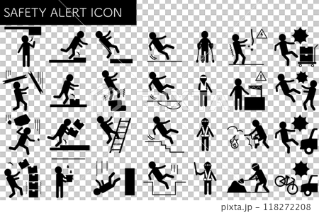 安全標識、危険・注意喚起のピクトグラムアイコンセット 118272208
