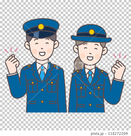 ガッツポーズする警察官の上半身イラスト ガッツポーズする警察官の上半身イラスト 118272209