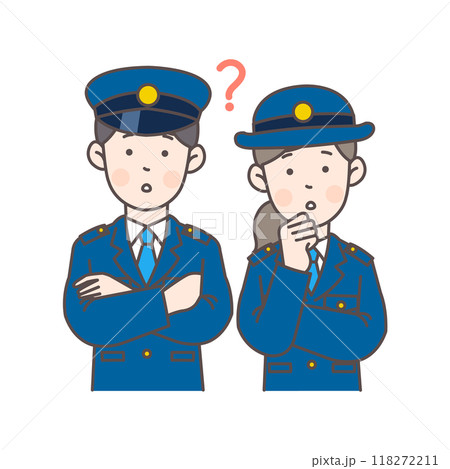 悩んでいる警察官の上半身イラスト 悩んでいる警察官の上半身イラスト 118272211