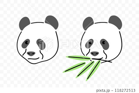 Panda head, chinese panda chewing bamboo, graphic design. Panda bear, animal, wildlife and zoo, vector design and illustration Panda head, chinese panda chewing bamboo, graphic design. Panda bear, animal, wildlife and zoo, vector design and illustration 118272513
