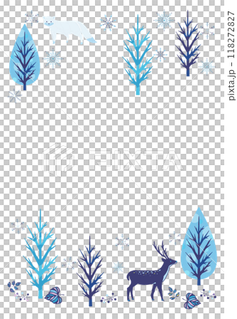 Deer and fox snow frame material Cute winter frame Deer and fox snow frame material Cute winter frame 118272827