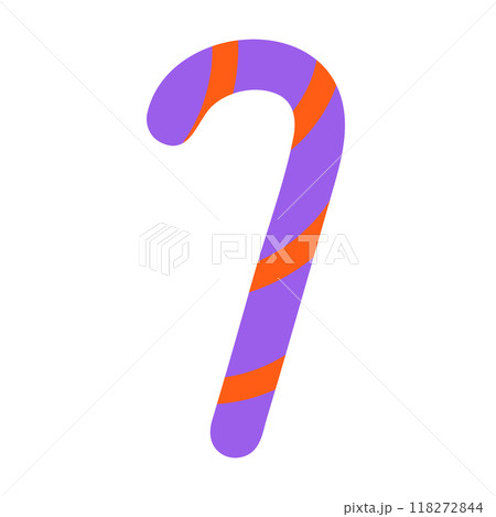 Illustration of candy cane for Halloween decoration, sweet snack, party, event and activity, grocery shopping, baking elements, supermarket, market, mart, cute patches, print, sticker, sign, symbol Illustration of candy cane for Halloween decoration, sweet snack, party, event and activity, grocery shopping, baking elements, supermarket, market, mart, cute patches, print, sticker, sign, symbol 118272844