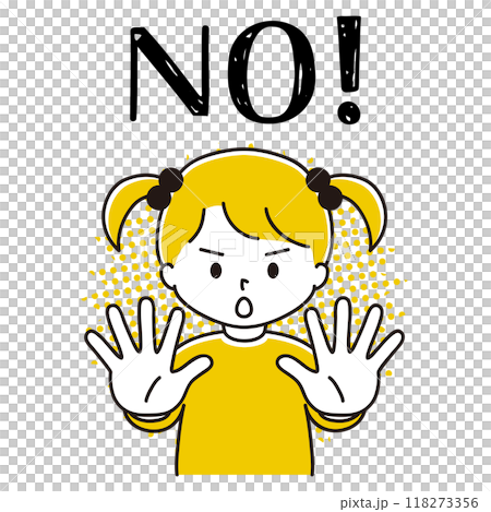 一個女孩將手伸到身體前面拒絕「不」的插圖 118273356