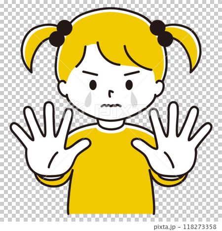 Illustration of a girl sticking both hands out in front of her body 118273358