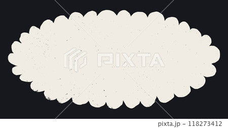 Oval shape with wavy torn edges. Grunge style round frame with ripped border. vector collage torn paper piece or vintage paint stain silhouette on dark background 118273412